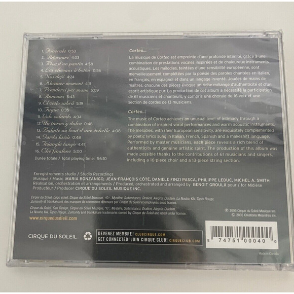 Corteo by Cirque du Soleil CD Oct-2006 Cirque du Soleil Musique New Sealed FLAW - Picture 4 of 4